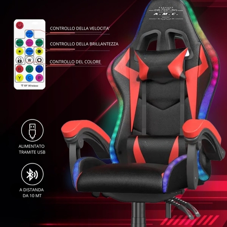 Sedia Gaming RGB con Luci LED Sedia Ergonomica Poltrona ufficio girevole