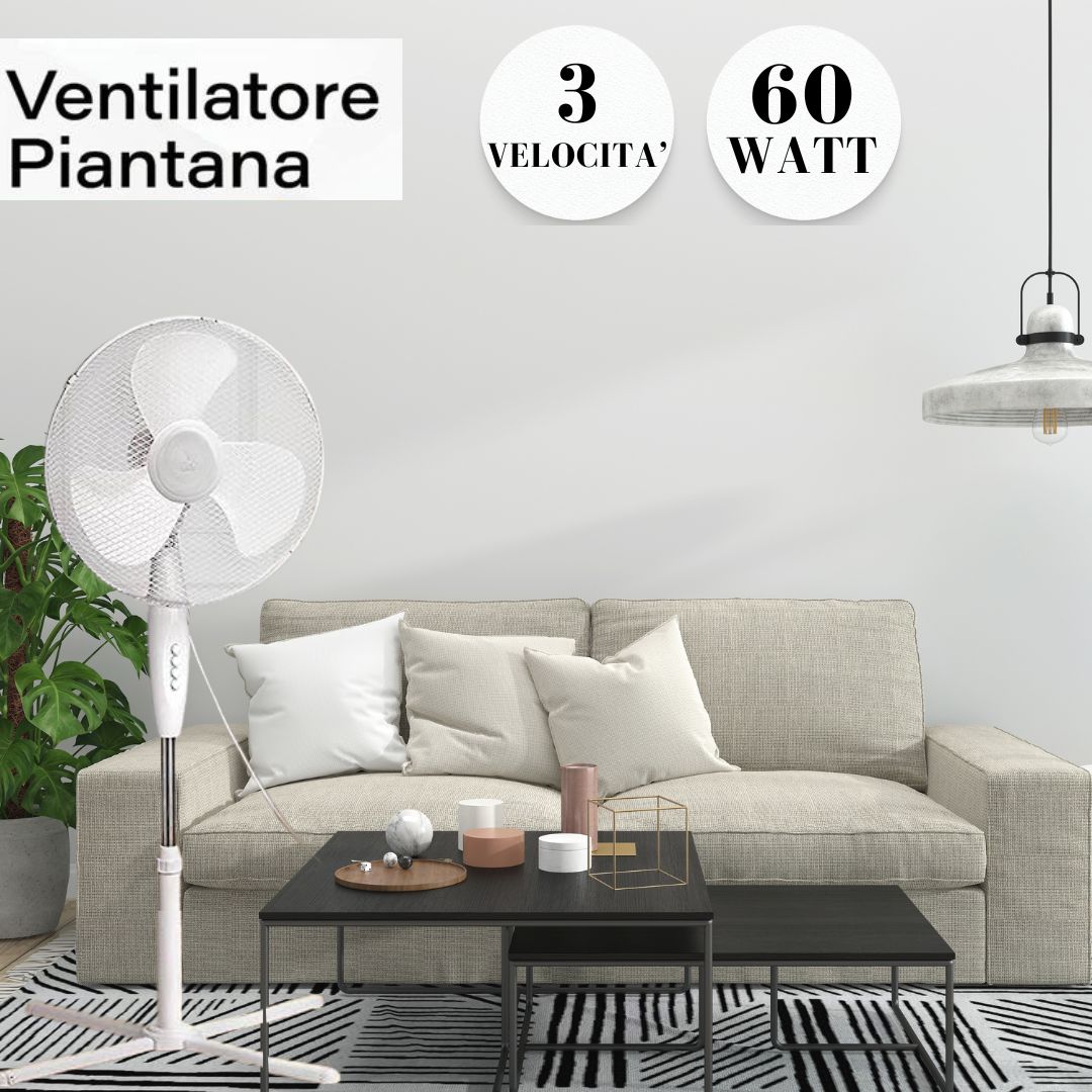 Ventilatore a Colonna Piantana Potenza 60W Diametro Pale 40cm 3 Velocita' 