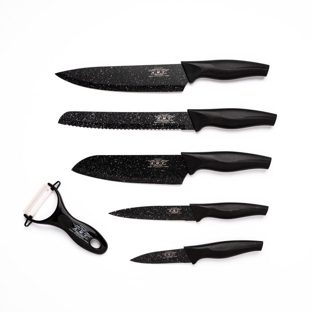 Kit di 5 coltelli più pelapatate modello ceramica forgiata pietra