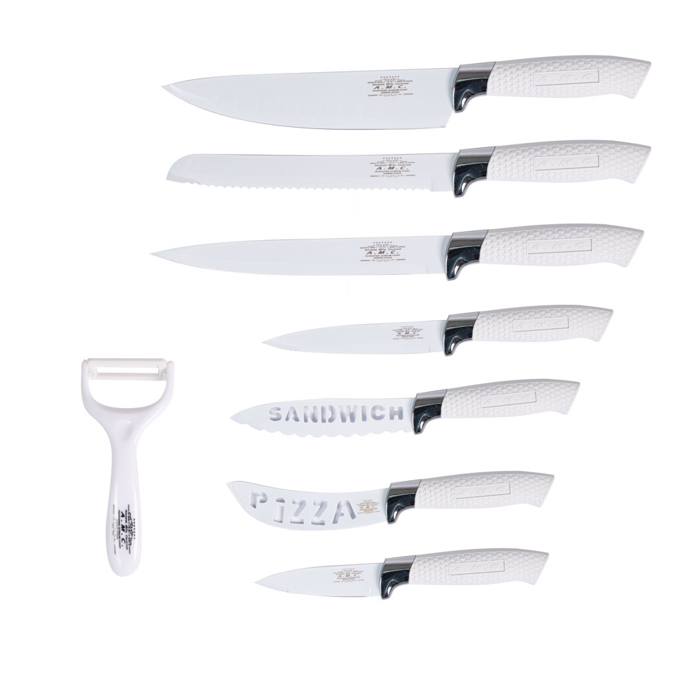 Kit di 7 coltelli piu' pelapatate modello ceramica forgiata bianco