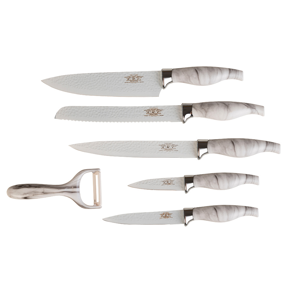 Kit di 5 coltelli più pelapatate modello ceramica forgiata marmo