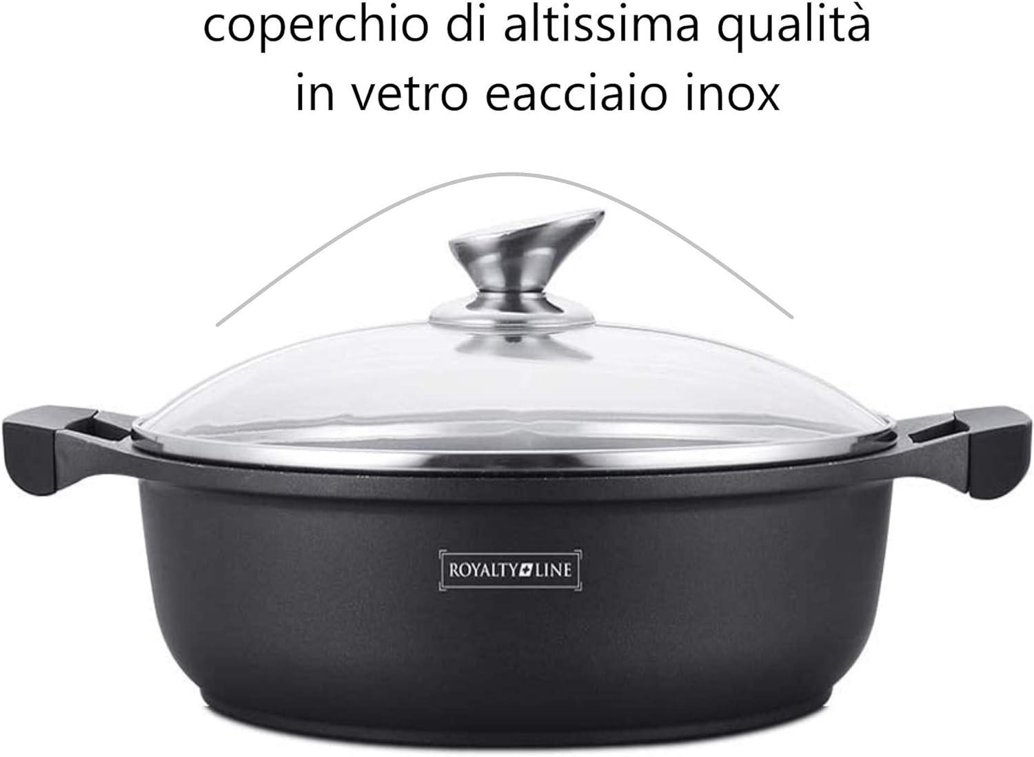 Pentola Bassa con Rivestimento Antiaderente, Coperchio in Vetro 5.5 Litri 32cm