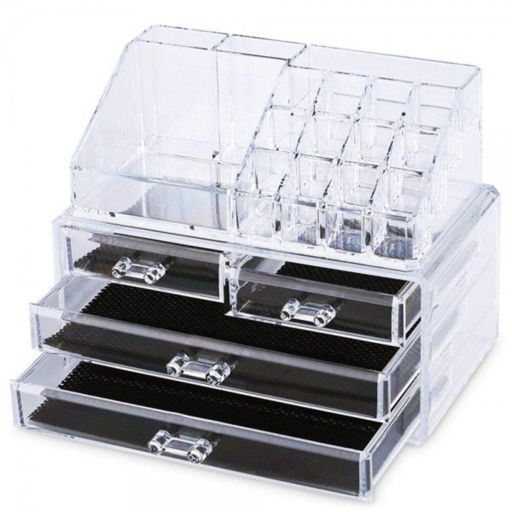 Box portatrucco organizer portagioie cosmetici trucco 4 cassetti